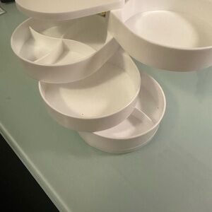 Rotating Tiered Makeup & Jewelry Organizer - White